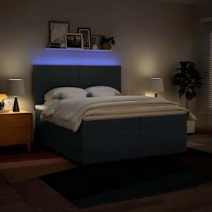Box spring postel s matrací modrá 200x200 cm textil - obrázek 5