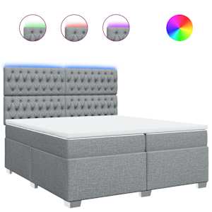 Box spring postel s matrací světle šedá 200 x 200 cm textil - obrázek 2