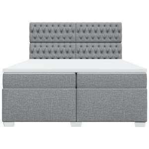Box spring postel s matrací světle šedá 200 x 200 cm textil - obrázek 6