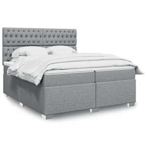 Box spring postelja z vzmetnico svetlo siva 200x200 cm blago