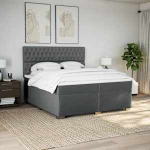Box spring postel s matrací tmavě šedá 200x200 cm textil - obrázek 4