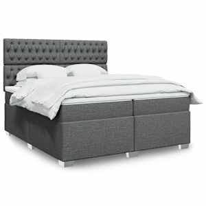 Box spring postel s matrací tmavě šedá 200x200 cm textil - obrázek 1