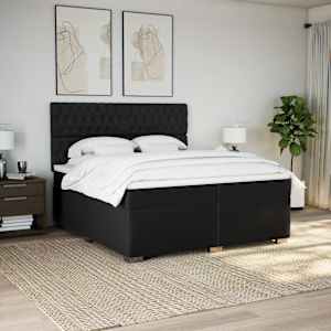Box spring postel s matrací černá 200x200 cm textil - obrázek 4