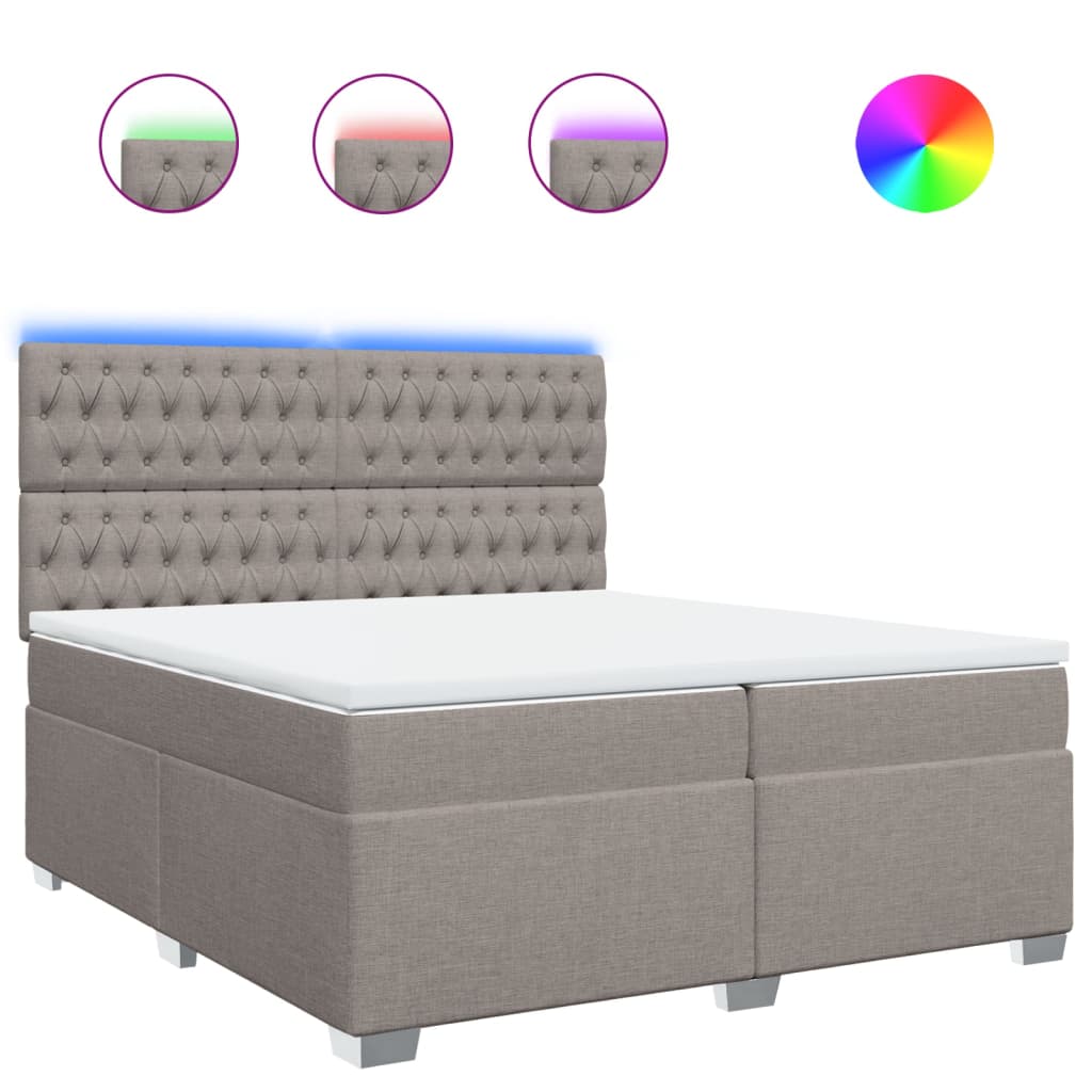 vidaXL Boxspring met matras stof taupe 200x200 cm, foto 3
