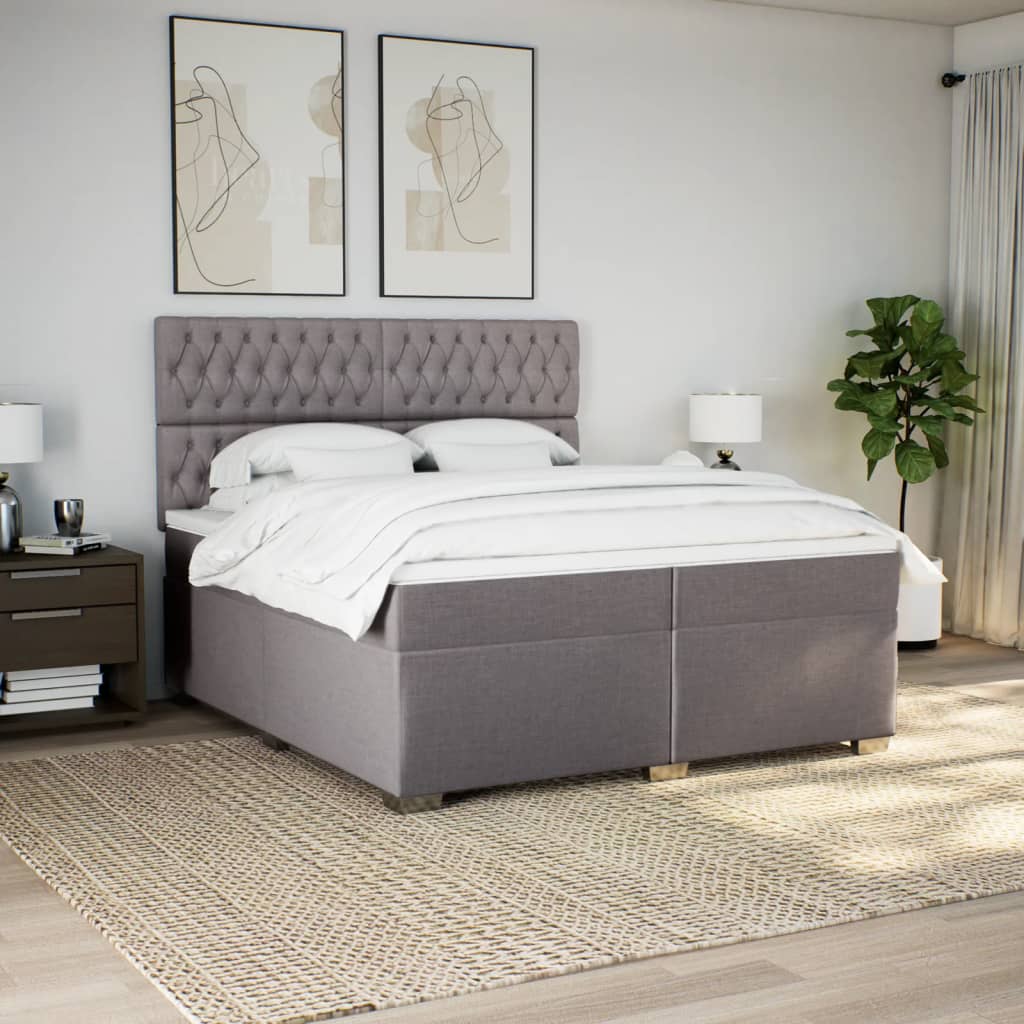 vidaXL Boxspring met matras stof taupe 200x200 cm, foto 2