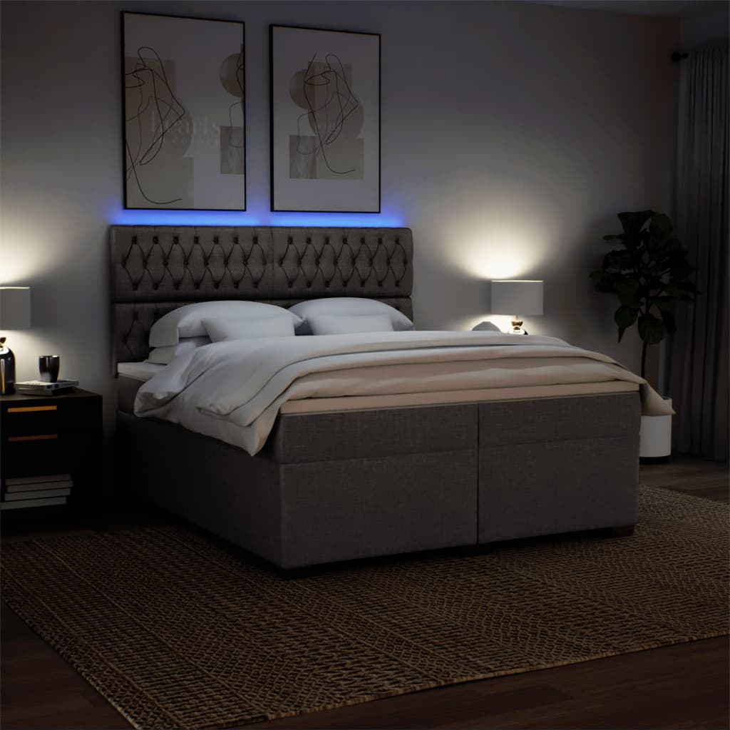 vidaXL Boxspring met matras stof taupe 200x200 cm, foto 4