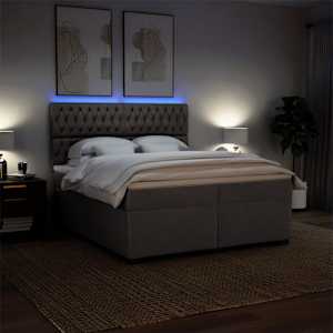 Box spring postel s matrací taupe 200x200 cm textil - obrázek 5