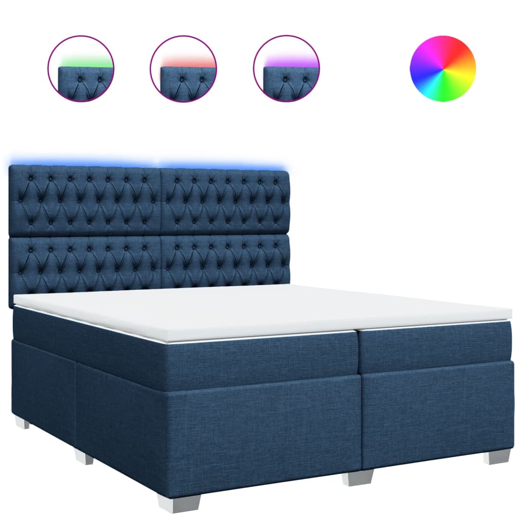 vidaXL Boxspring met matras stof blauw 200x200 cm, foto 3