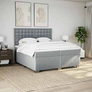 Box spring postel s matrací světle šedá 200 x 200 cm textil - obrázek 4