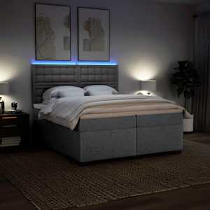 Box spring postel s matrací světle šedá 200 x 200 cm textil - obrázek 5