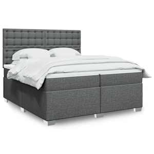 Box spring postel s matrací tmavě šedá 200x200 cm textil - obrázek 1