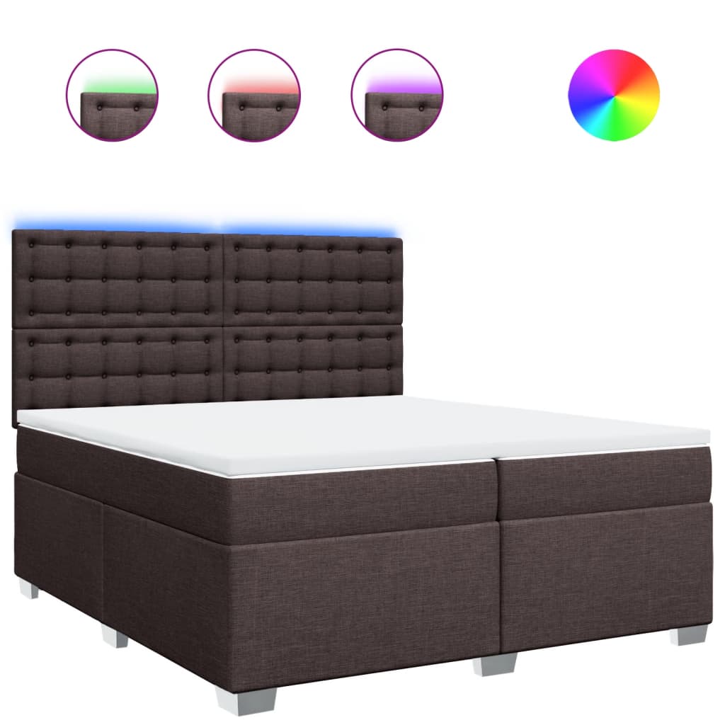 vidaXL Boxspring met matras stof donkerbruin 200x200 cm bruin, foto 3