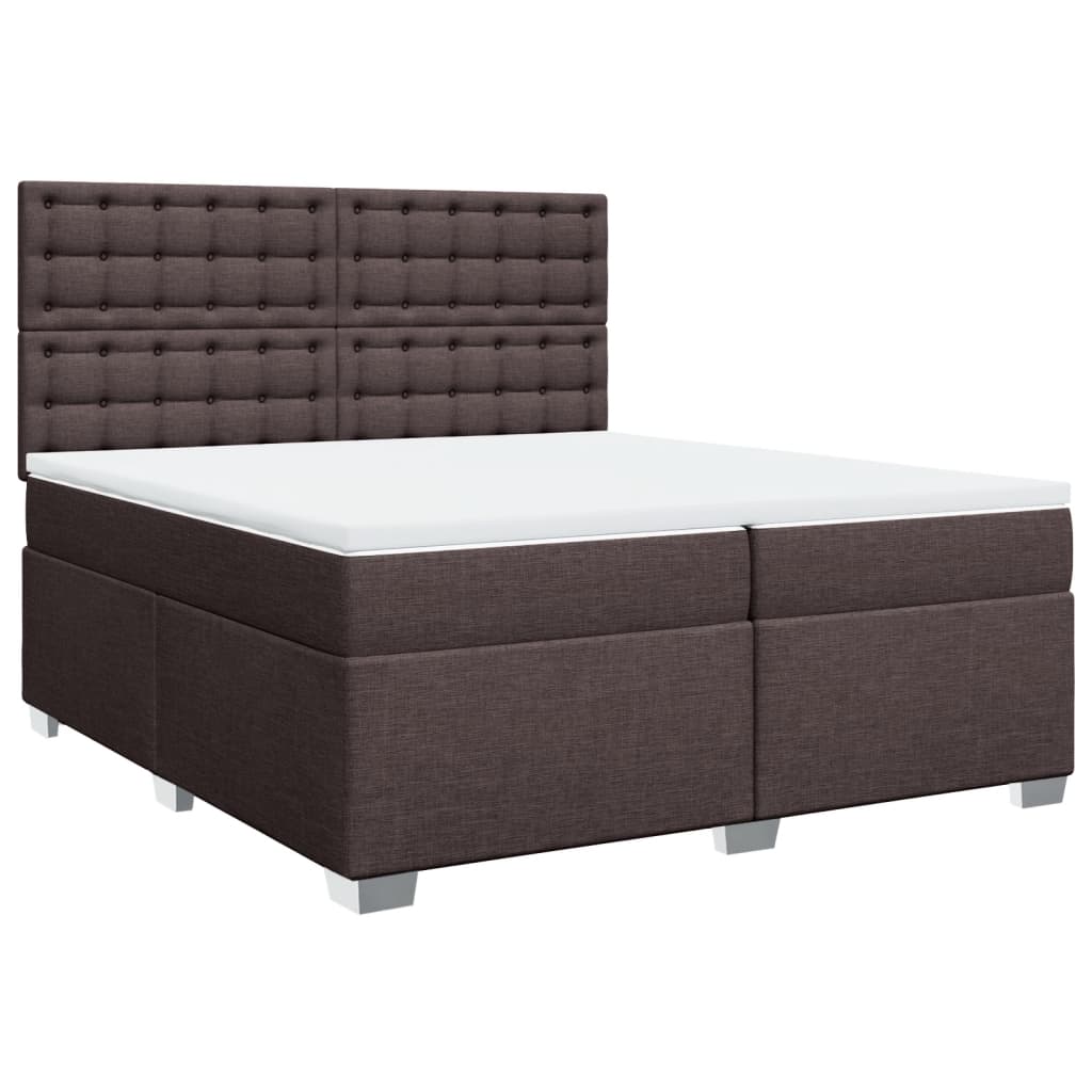 vidaXL Boxspring met matras stof donkerbruin 200x200 cm afbeelding