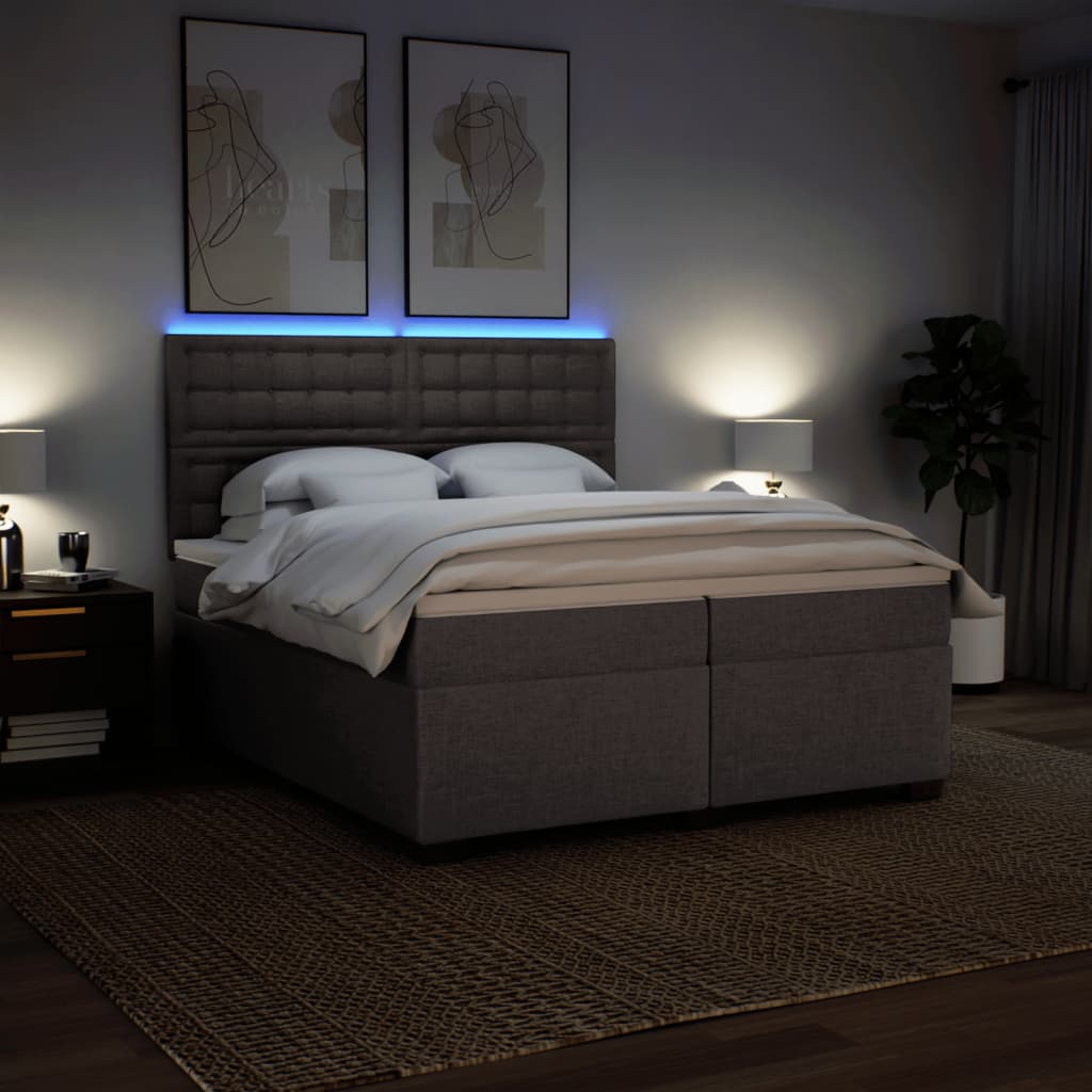 vidaXL Boxspring met matras stof taupe 200x200 cm, foto 4