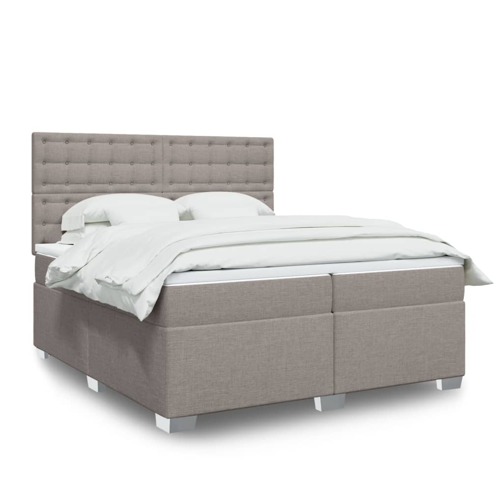 vidaXL Boxspringbett mit Matratze Taupe 200x200 cm Stoff