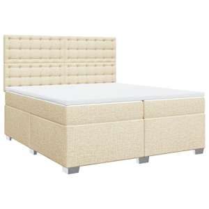 Box spring postel s matrací krémová 200x200 cm textil - obrázek 3
