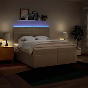 Box spring postel s matrací krémová 200x200 cm textil - obrázek 5