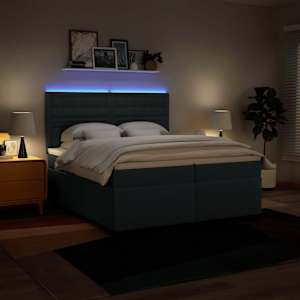 Box spring postel s matrací modrá 200x200 cm textil - obrázek 5