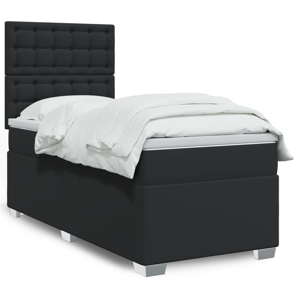 Boxspringbett mit Matratze Schwarz 80×200 cm Kunstleder