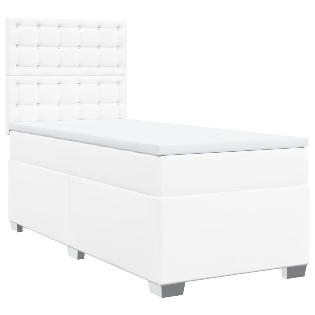 vidaXL Boxspring posteľ s matracom biela 80x200 cm umelá koža