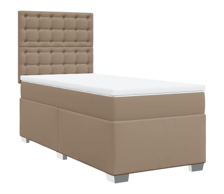 vidaXL Boxspring met matras kunstleer cappuccinokleurig 80x200 cm