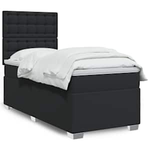 Box spring postel s matrací černá 90x190 cm umělá kůže - obrázek 1