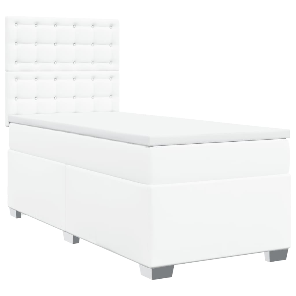 Thumbnail - vidaXL Boxspringbett mit Matratze Weiß 90x190 cm Kunstleder