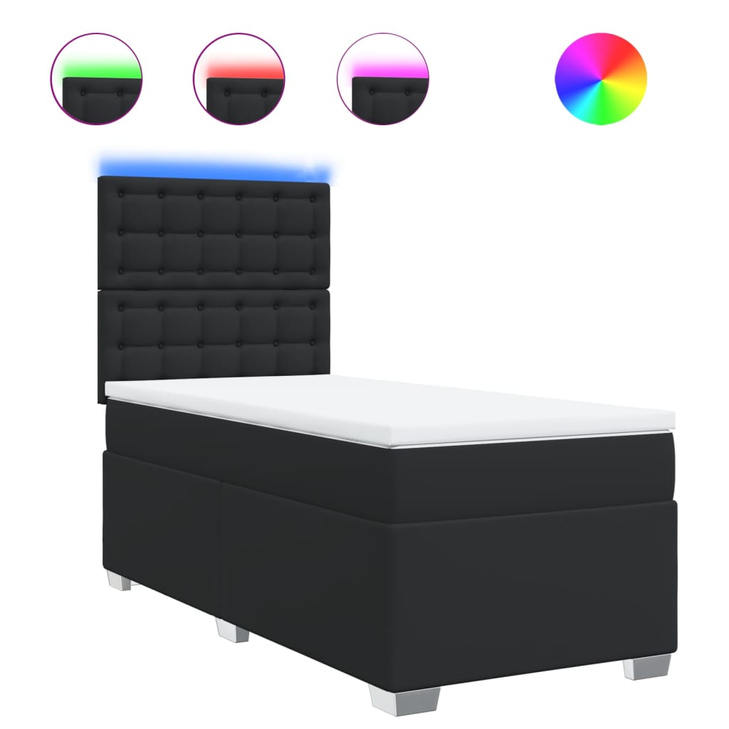 Thumbnail - vidaXL Boxspringbett mit Matratze Schwarz 90x200 cm Kunstleder