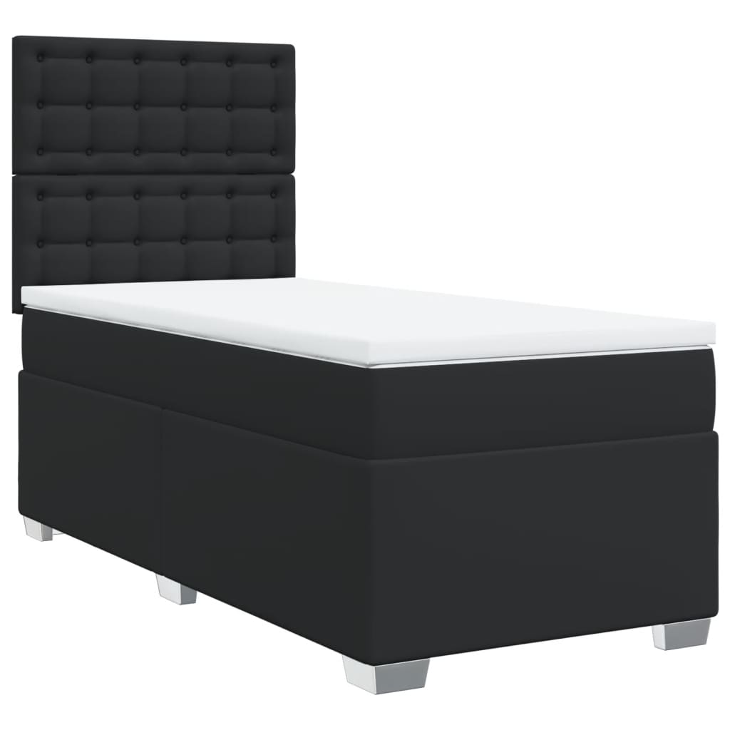 vidaXL Boxspring met matras kunstleer zwart 90x200 cm afbeelding