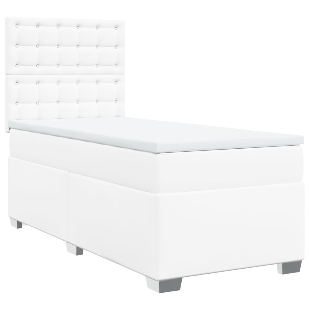 vidaXL Boxspring met matras kunstleer wit 90x200 cm afbeelding