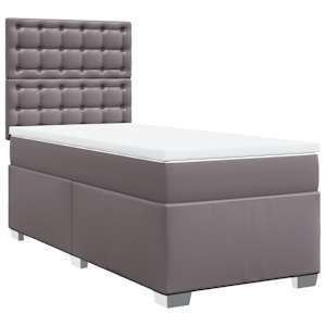 Box spring postel s matrací šedá 90x200 cm umělá kůže - obrázek 3
