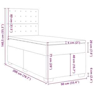 Box spring postel s matrací šedá 90x200 cm umělá kůže - obrázek 18