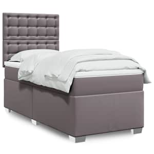 Box spring postel s matrací šedá 90x200 cm umělá kůže - obrázek 1