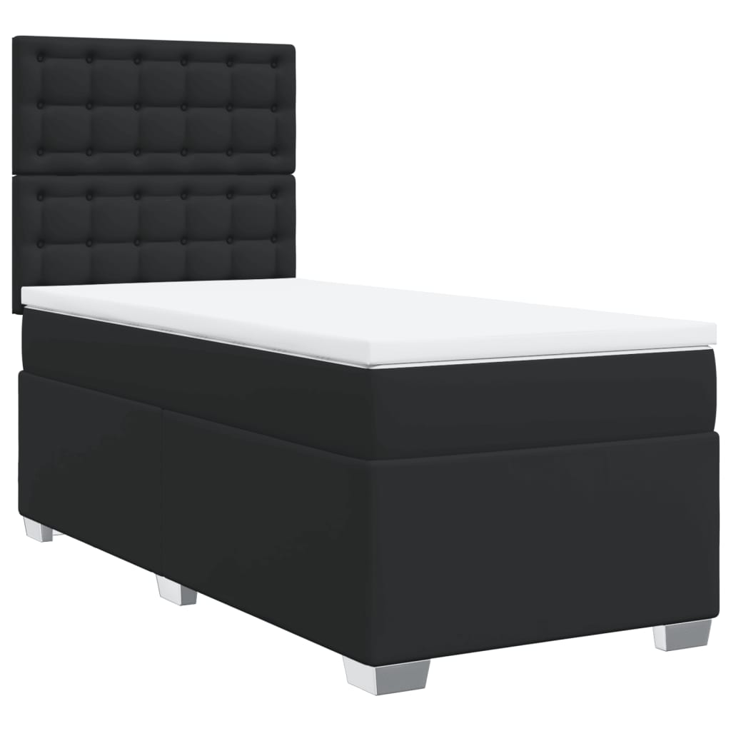 Thumbnail - vidaXL Boxspringbett mit Matratze Schwarz 100x200 cm Kunstleder