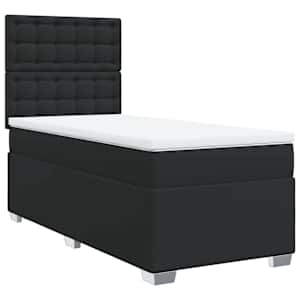 Box spring postel s matrací černá 100x200 cm umělá kůže - obrázek 3