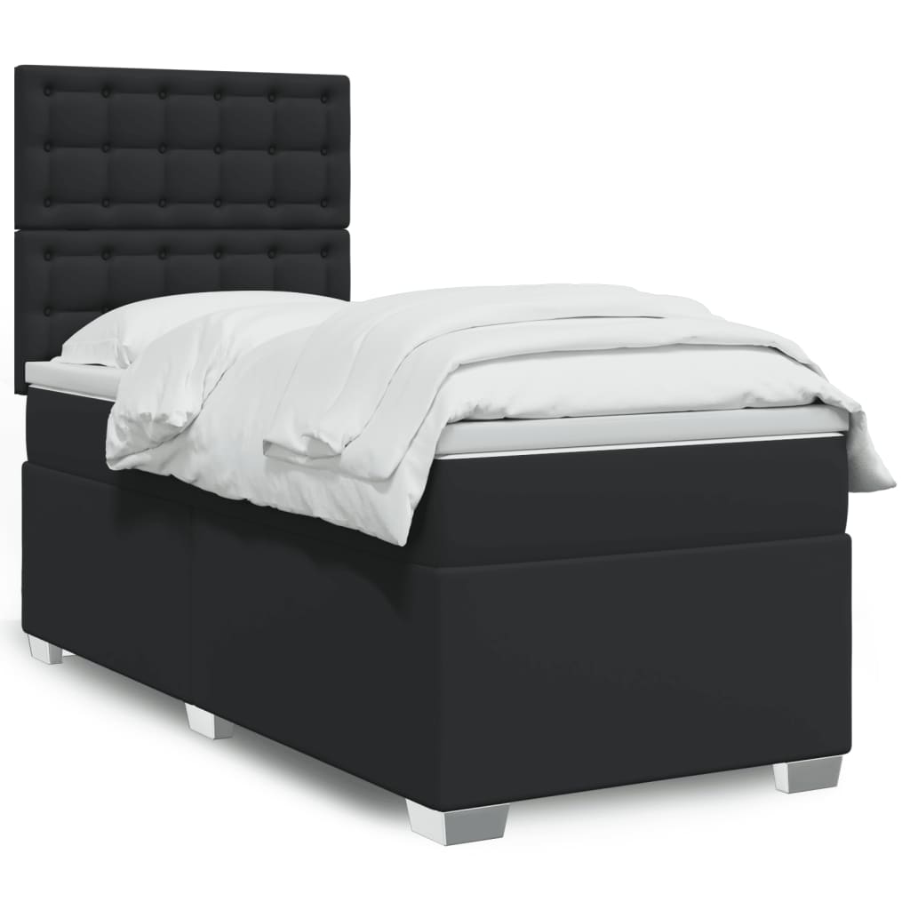 Boxspringbett mit Matratze Schwarz 100×200 cm Kunstleder