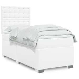 Box spring postel s matrací bílá 100x200 cm umělá kůže - obrázek 1