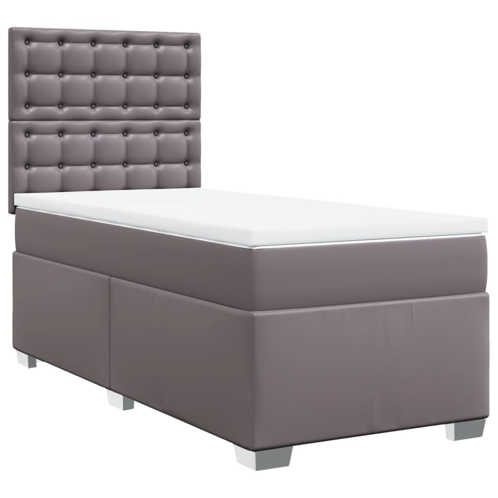 vidaXL Boxspring met matras kunstleer grijs 100x200 cm afbeelding
