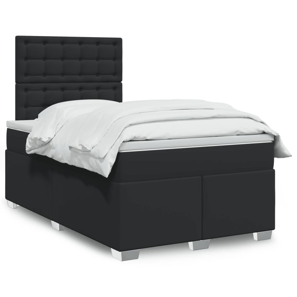 Boxspringbett mit Matratze Schwarz 120×200 cm Kunstleder