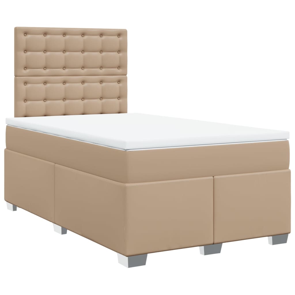 vidaXL Boxspring met matras kunstleer cappuccinokleurig 120x200 cm afbeelding