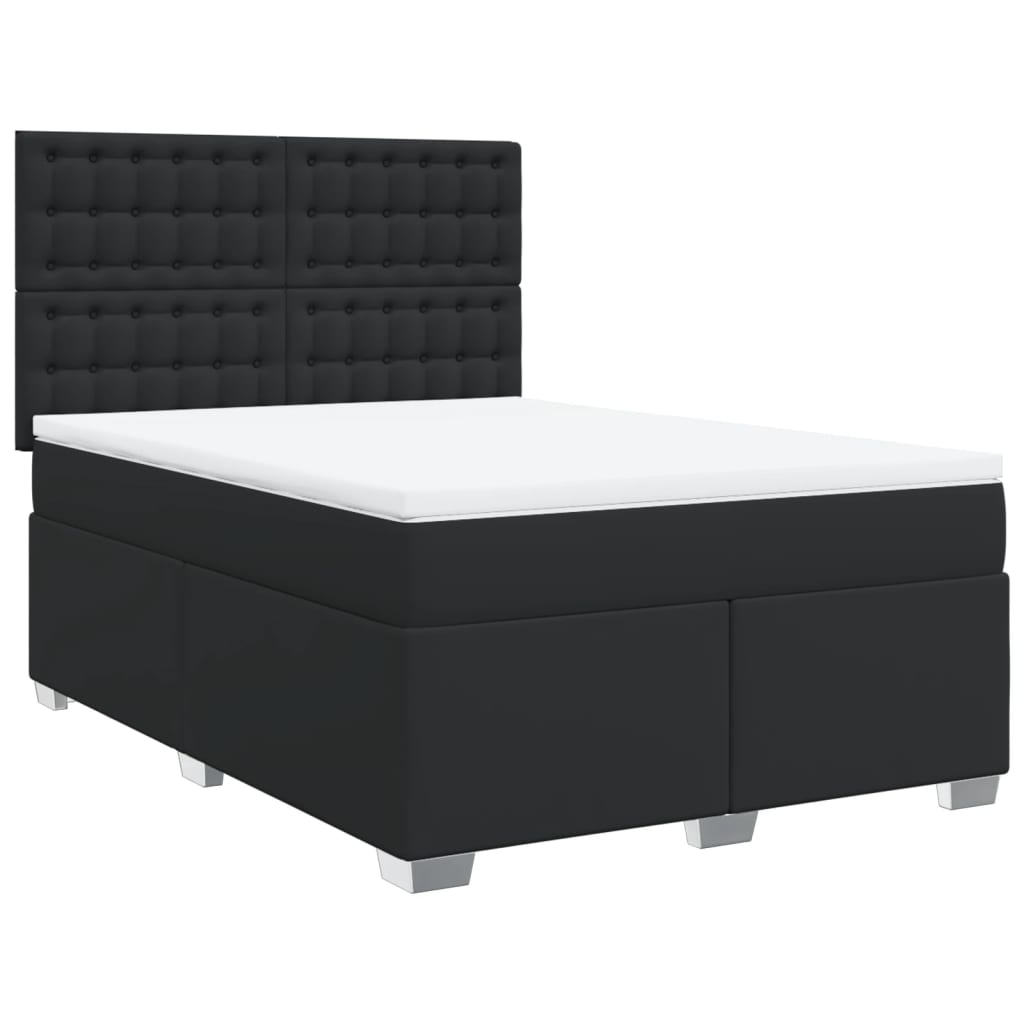 vidaXL Boxspring met matras kunstleer zwart 140x190 cm afbeelding