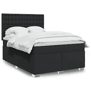 Box spring postel s matrací černá 140 x 190 cm umělá kůže