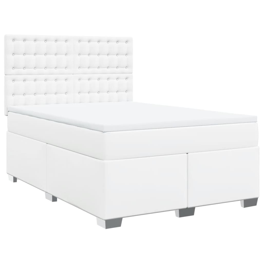 vidaXL Boxspring met matras kunstleer wit 140x190 cm afbeelding