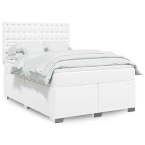 Box spring postelja z vzmetnico bel 140x190 cm umetno usnje