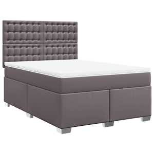 Box spring postel s matrací šedá 140 x 190 cm umělá kůže - obrázek 3