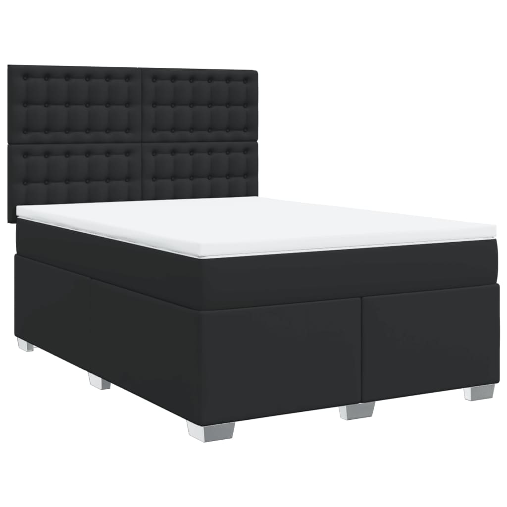 vidaXL Boxspring met matras kunstleer zwart 140x200 cm afbeelding