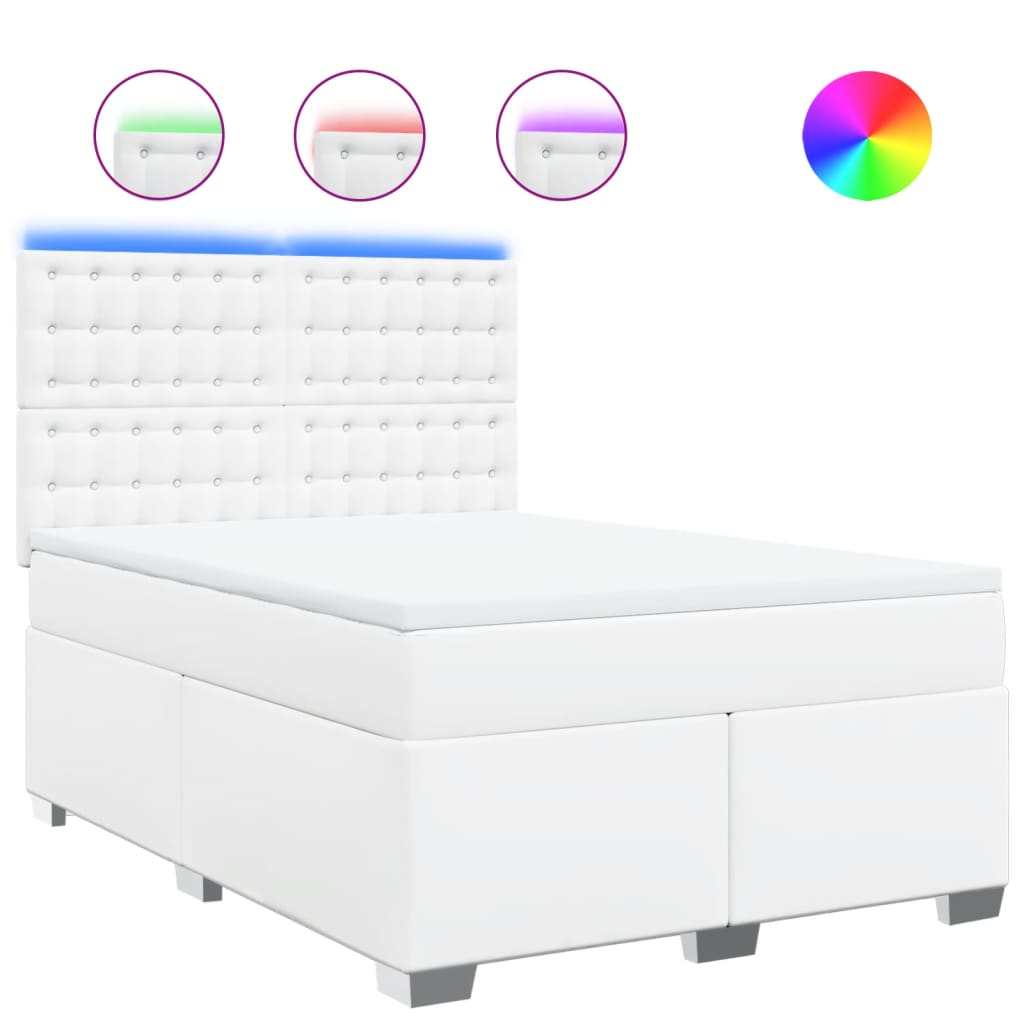 vidaXL Box spring postel s matrací bílá 140x200 cm umělá kůže