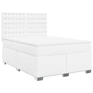 Box spring postel s matrací bílá 160x200 cm umělá kůže - obrázek 3
