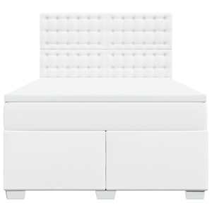 Box spring postel s matrací bílá 160x200 cm umělá kůže - obrázek 6