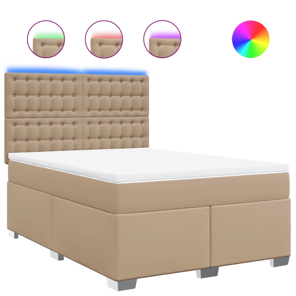 vidaXL Box spring postel s matrací cappuccino 160x200 cm umělá kůže